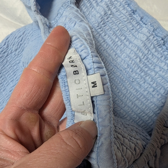 Baltic Born  Alana Smocked Midi Dress With Puff Sleeves Blue Bump Friendly - Picture 6 of 7